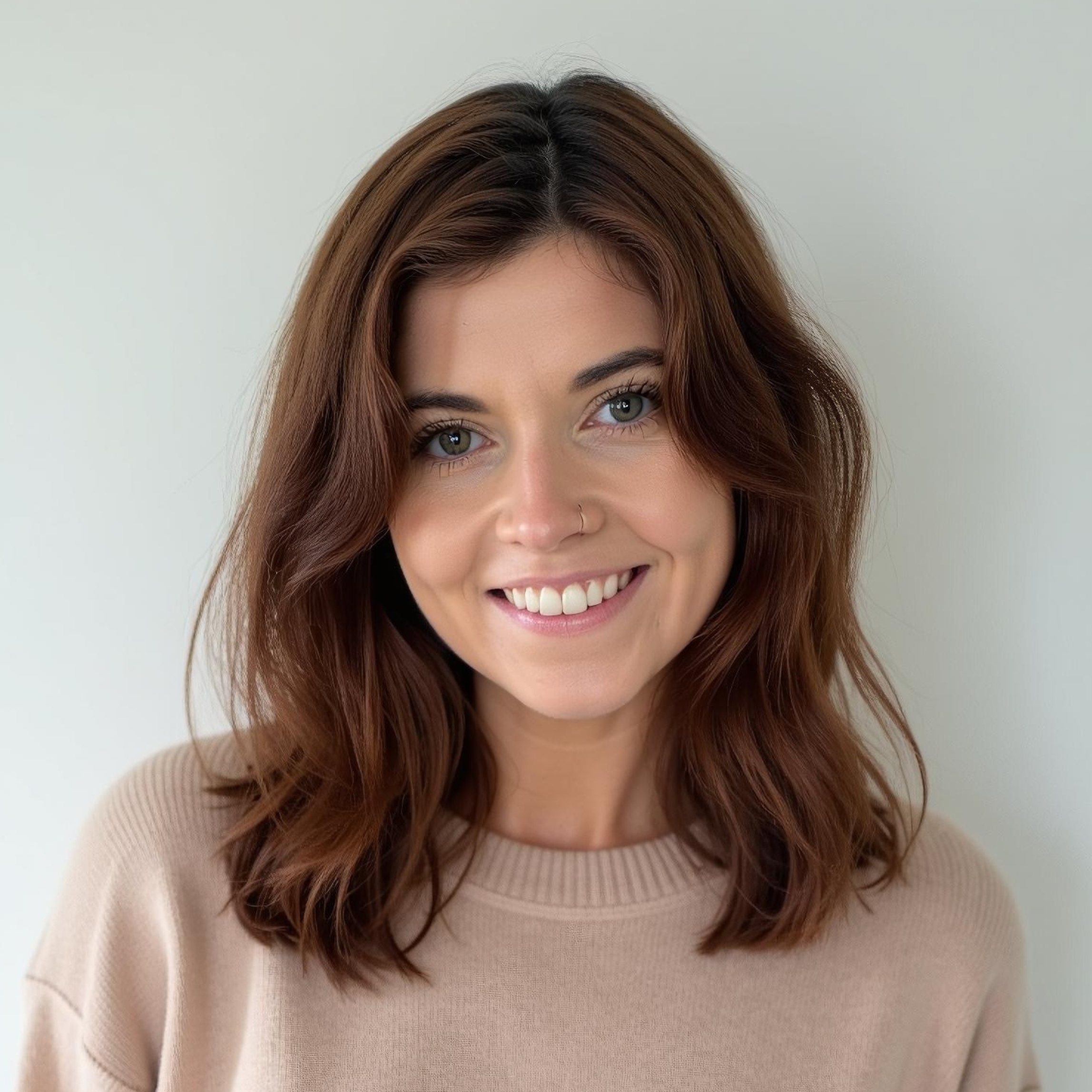 Headshot of Alana Persson smiling with shoulder-length brown hair and a neutral background.