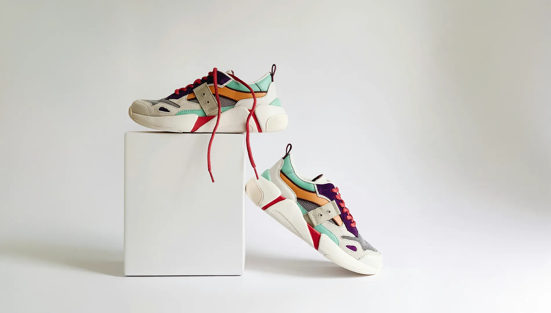 White shoes displayed on white background.