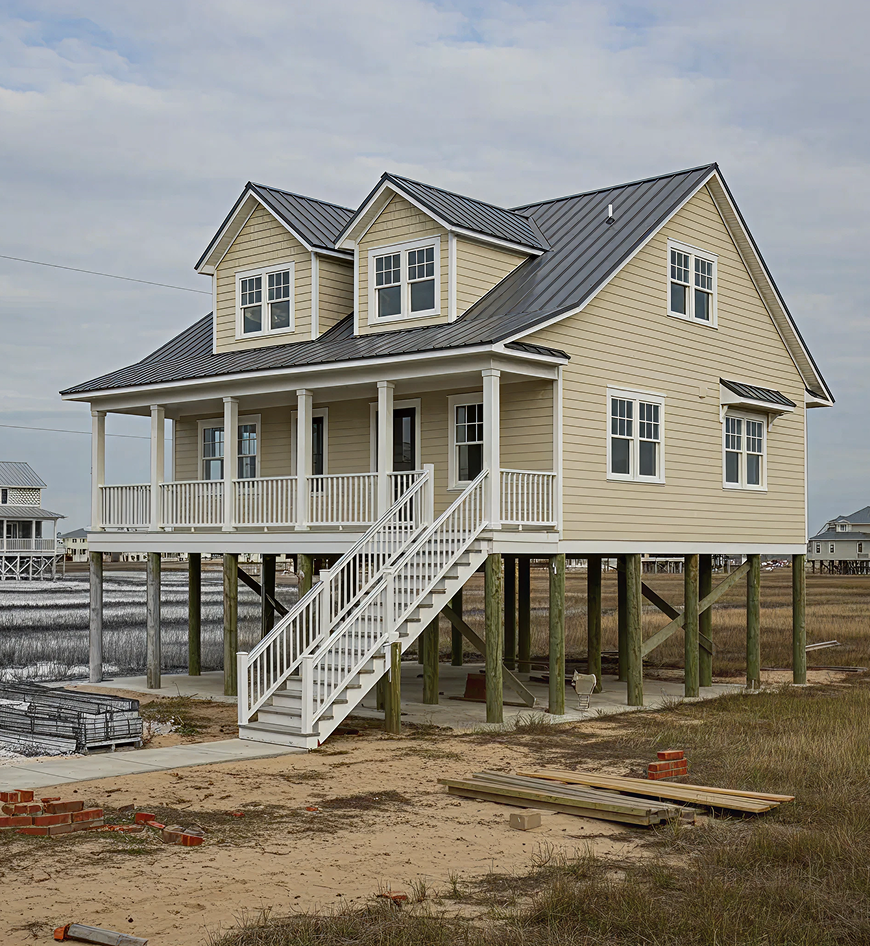 A finished building.