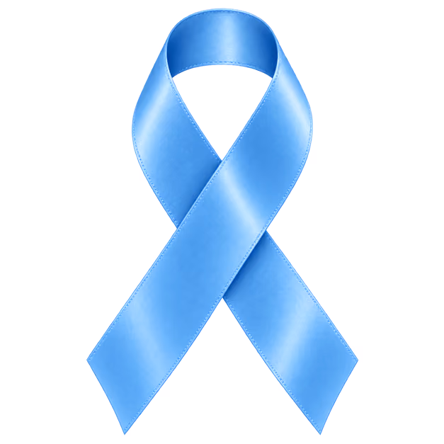 Light blue ribbon representing prostate cancer awareness.