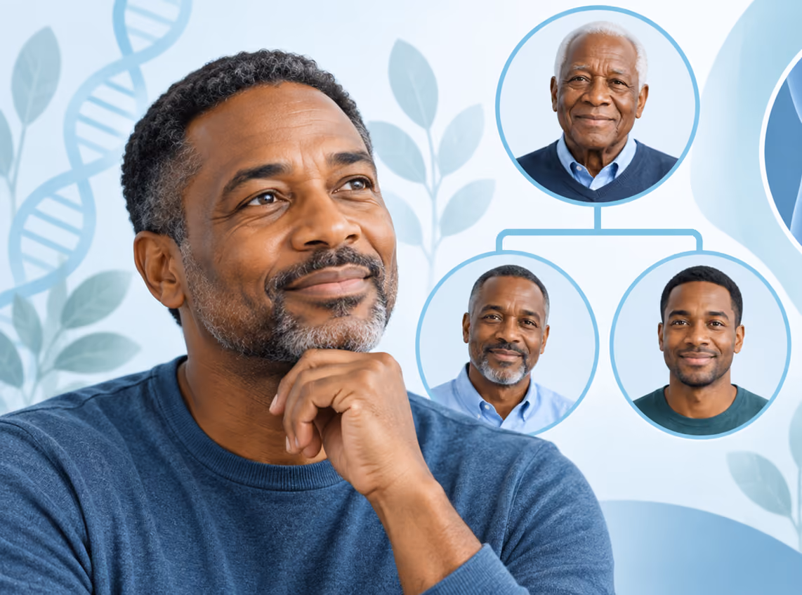 Family history showing a man, his brother and father.