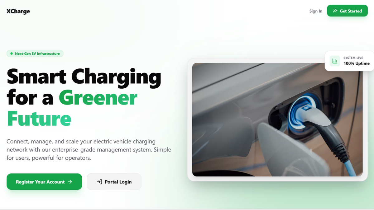 XCharge charging system dashboard