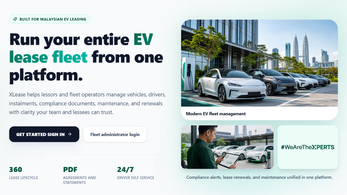 XLease leasing system dashboard