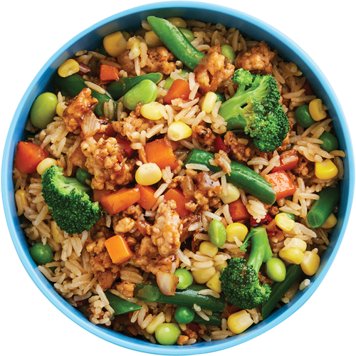 Teriyaki Chicken with vegetables and rice served to children at a childcare centre by Kids Gourmet Food