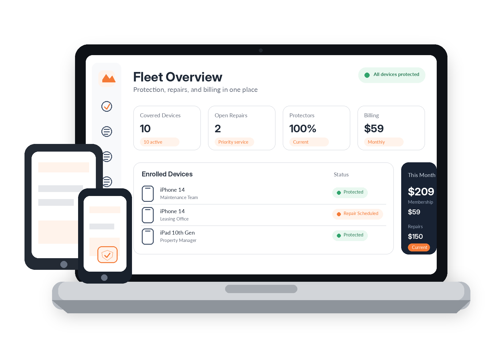 Dashboard mockup