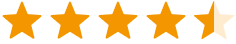 Rating of four and a half orange stars out of five on a transparent background.