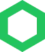 Hexagonal green shape with a black square in the center, resembling a modern abstract logo.