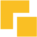 Two overlapping yellow squares with gray borders on a white background.