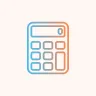 Simple calculator icon with a small screen and buttons arranged in a grid.