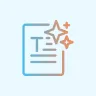 Icon of a document with stylized text lines and two sparkle symbols indicating quality or new content.