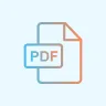Icon of a white document with a folded corner and a blue and red PDF label in front.
