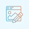 Icon of a web browser window with a pen drawing on an image inside it.