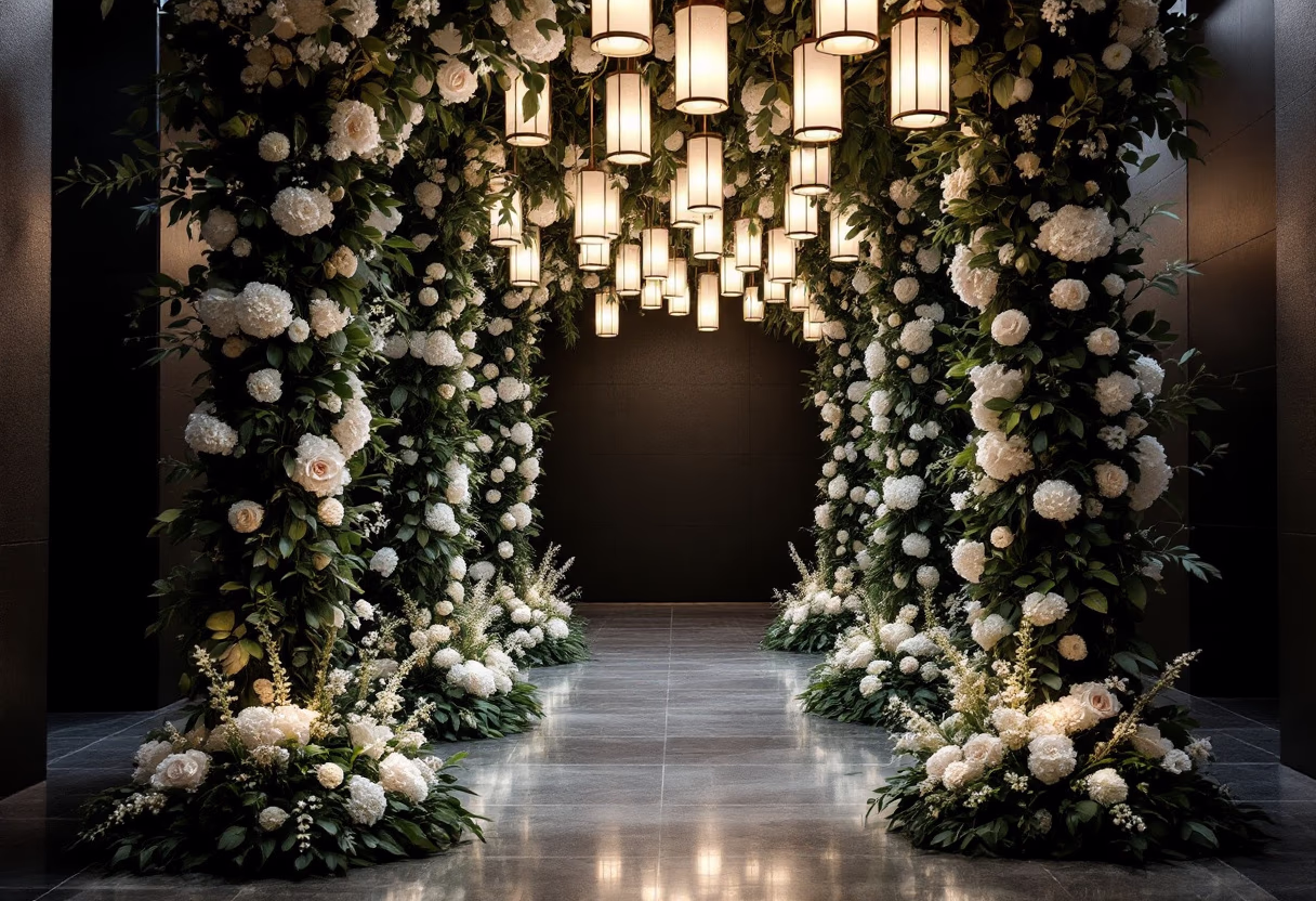 image of event decoration with lights (for a wedding planning service)