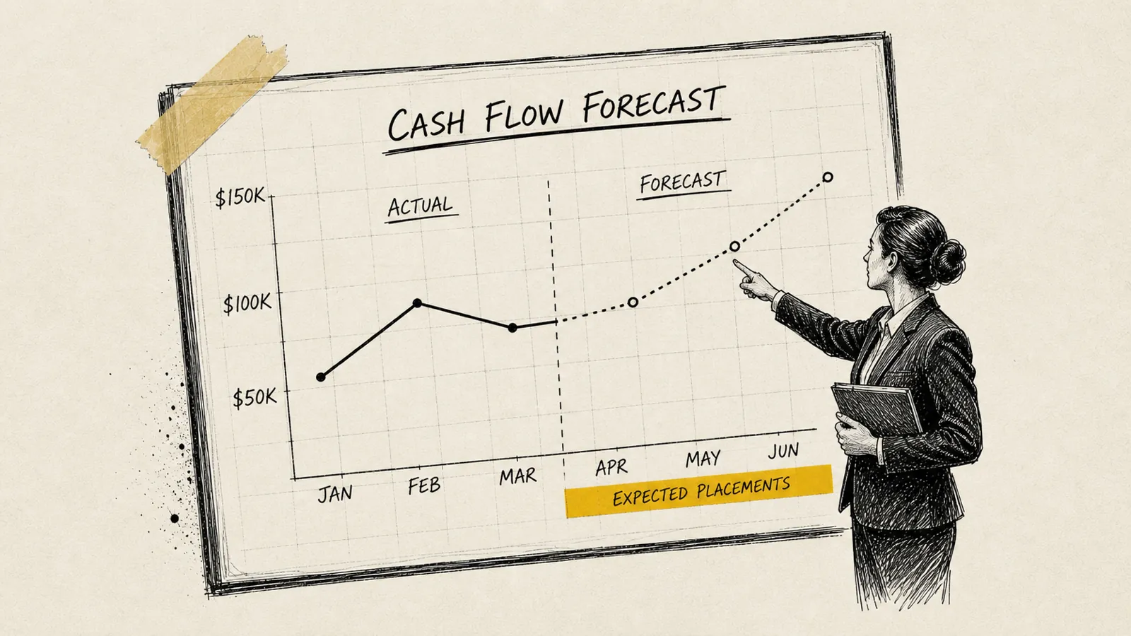 Illustration of cash flow forecasting off recruiting placements