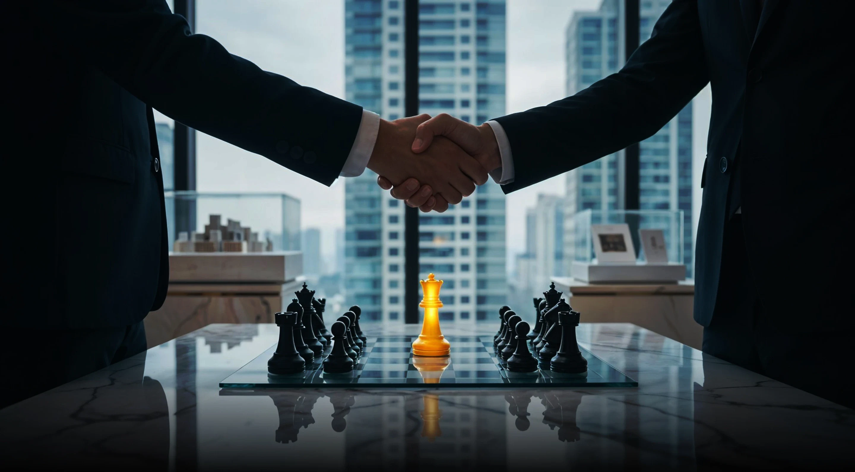 Formal Business handshake over a signed contact