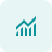 White upward trending graph icon on teal rounded square background.