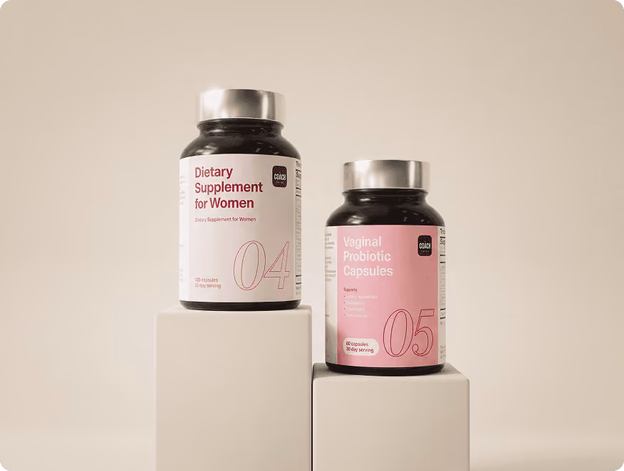 The Coach women's supplement duo: Formula 04 and Formula 05 bottles