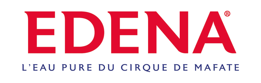 Logo EDENA avec le slogan L'eau pure du Cirque de Mafate.