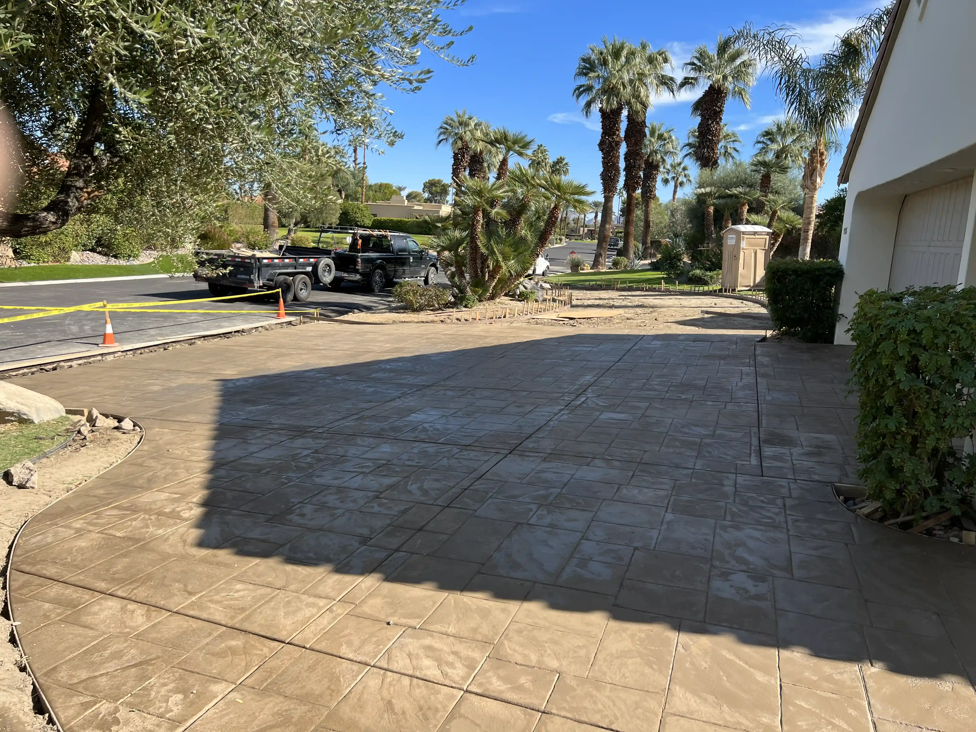Stamped colored concrete driveway in Rancho Mirage, CA