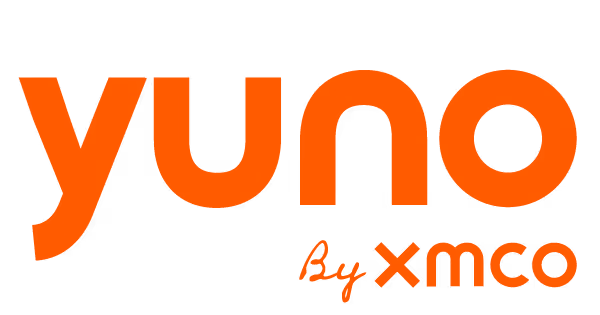 Logo Yuno by XMCO en orange.