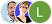 Icône montrant trois visages stylisés et une lettre L verte, représentant un groupe ou une communauté.