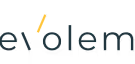 Logo avec le texte stylisé 'evolem' où la lettre 'l' est remplacée par un graphique en barre jaune.