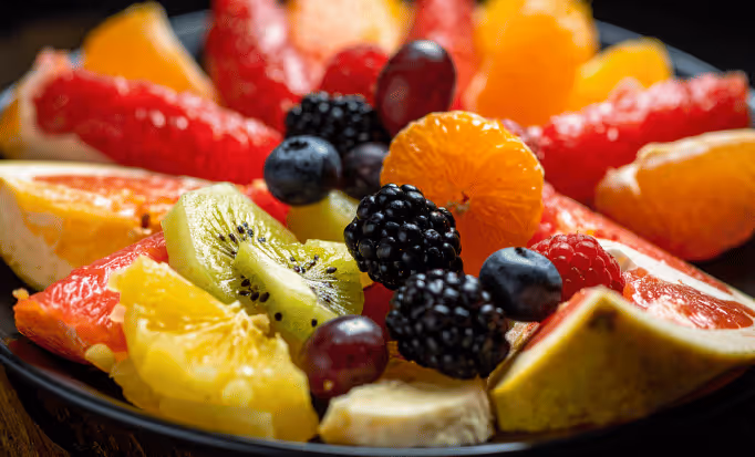 Frisches und schmackhaftes Obst in der Schüssel. Frisch wie bei MUG&MUSE in Hamburg