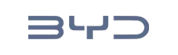 BYD company logo with stylized blue letters.