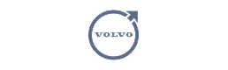 Volvo logo with blue circle and arrow symbol.