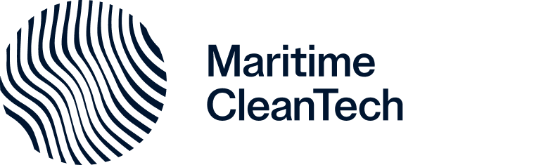 Maritime CleanTech logo with navy blue fingerprint circle and text.