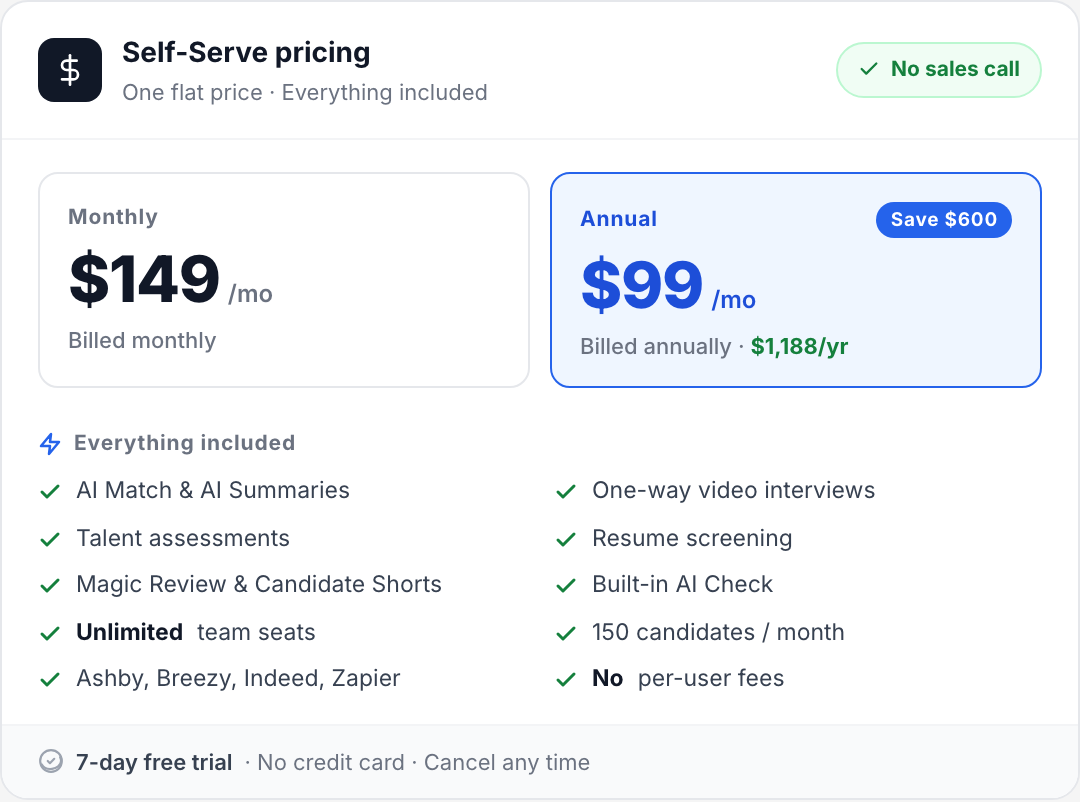 Truffle pricing card
