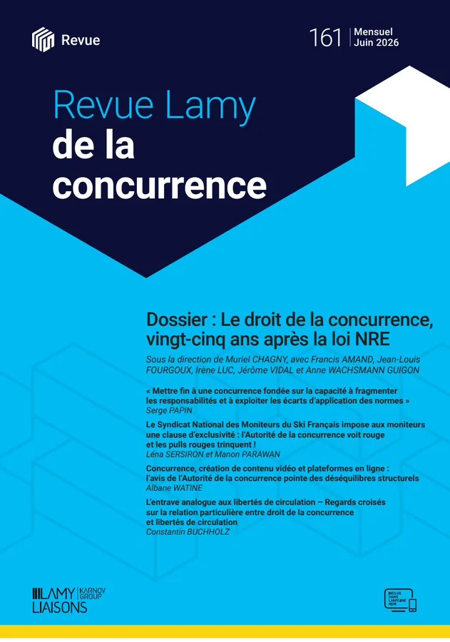 Couverture Revue Lamy de la Concurrence n°161, juin 2026 — étude d'Albane Watine
