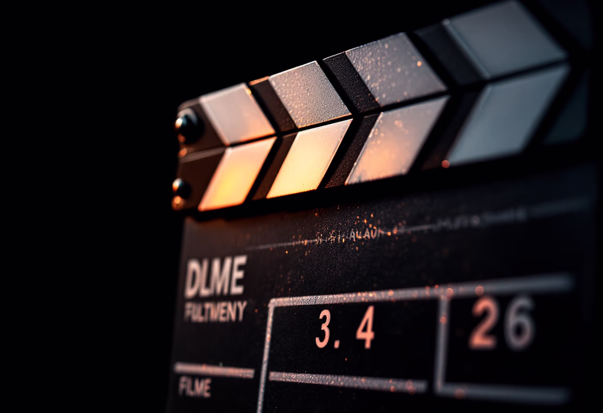 image of a clapboard on a film set