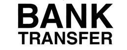 The words 'BANK TRANSFER' in bold black capital letters on a transparent background.