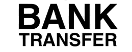 The words 'BANK TRANSFER' in bold black capital letters on a transparent background.