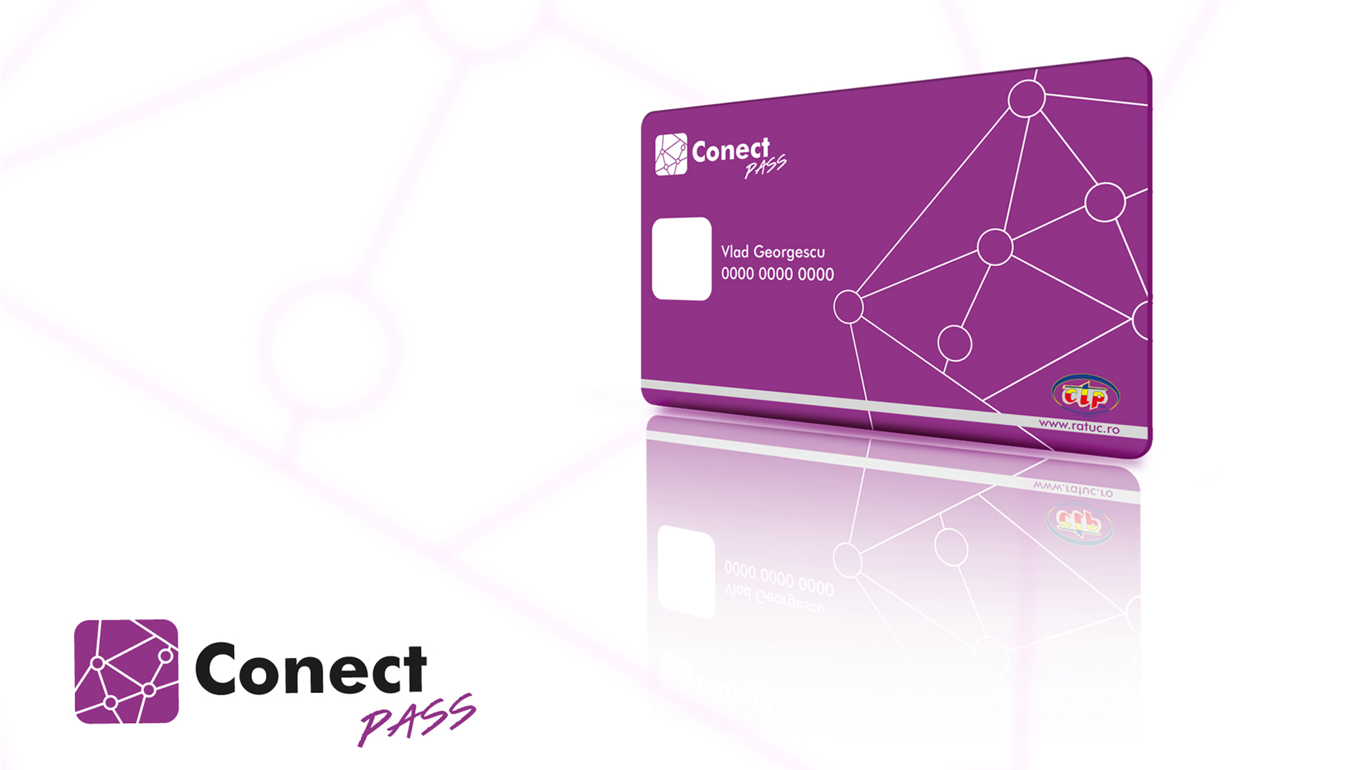Branding project Connect Cluj for CTP Cluj-Napoca – logo, transport card and ticket machine branding promoting smart, eco-friendly public transport.