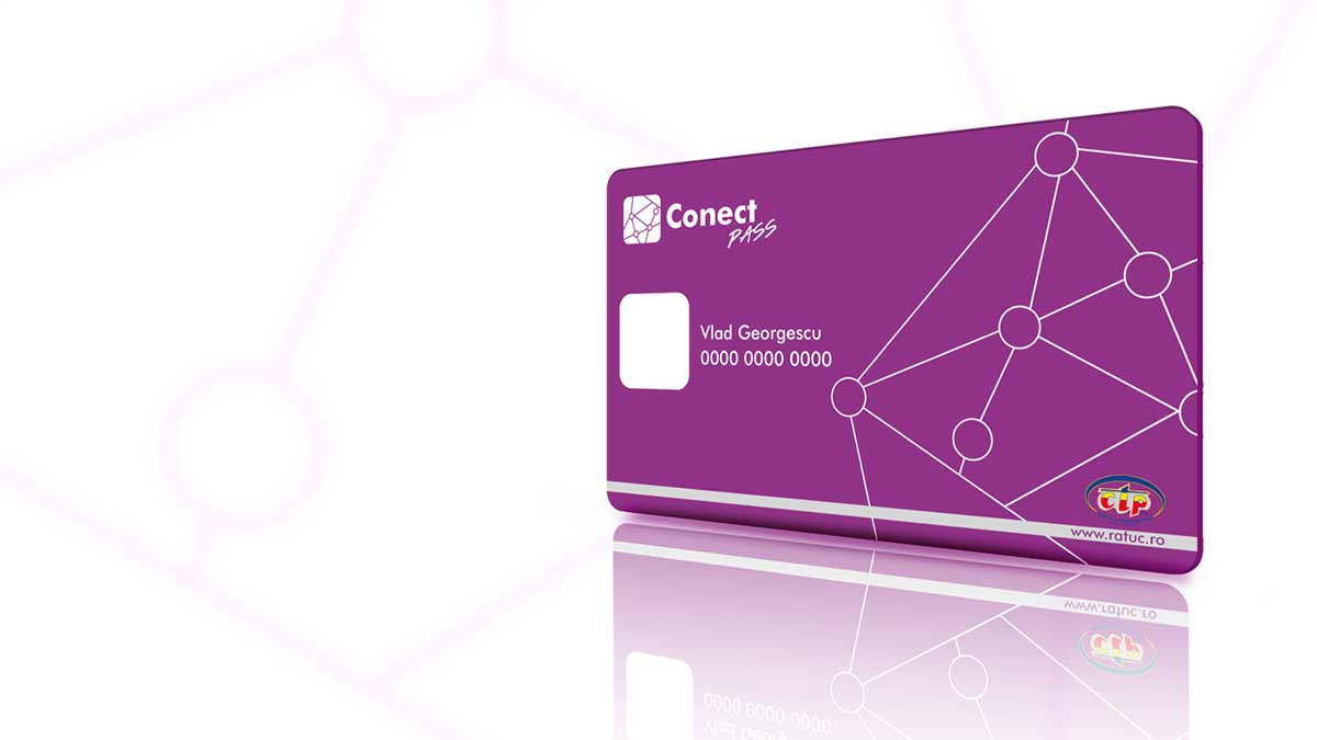 Branding project Connect Cluj for CTP Cluj-Napoca – logo, transport card and ticket machine branding promoting smart, eco-friendly public transport.