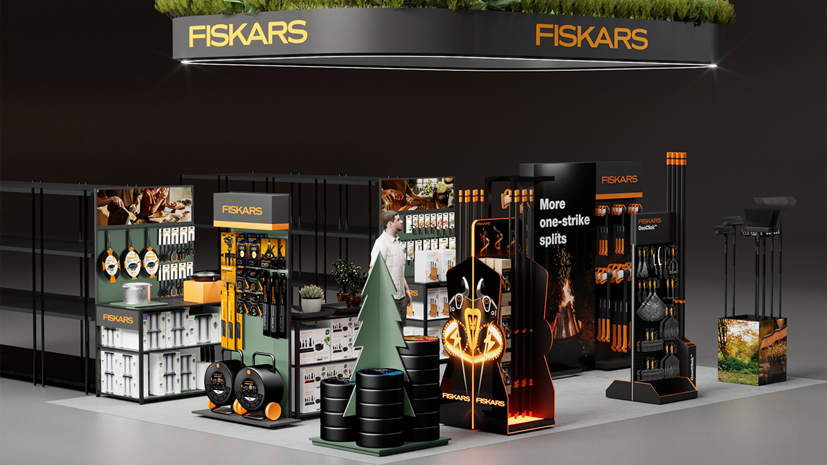 Retail Activation POS Display & Brand Experience. Creative and technical case study for retail activation made dy Imagine TACT agency, in Romania - Fiskars in-store POS display and brand experience - 30 sqm island with products custom made displays designed, manufactured, and installed by TACT in under 30 days in 2 locations in Bucharest and Deva Kaufland Supermarket.
