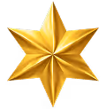 Shiny gold eight-pointed star with beveled edges.