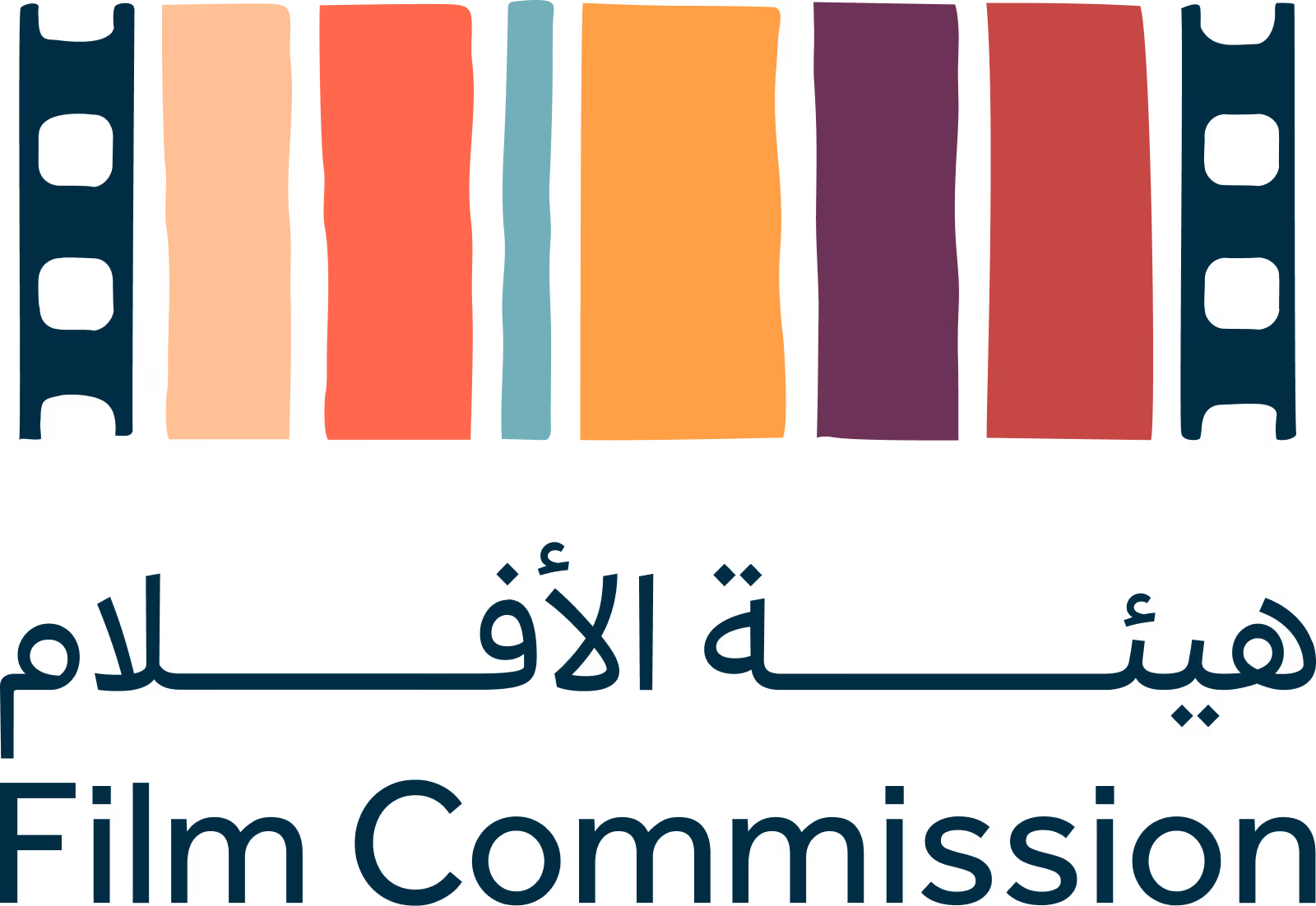 Colorful film strip icon with Arabic text and 'Film Commission' below it.