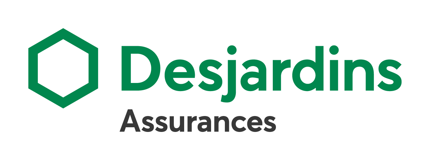 Logo de Desjardins Assurances avec un hexagone vert à gauche du texte.