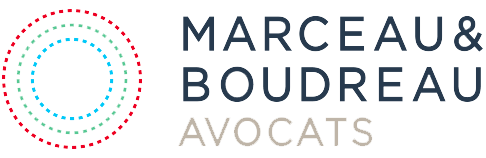 Logo Marceau & Boudreau Avocats avec cercles pointillés colorés à gauche.