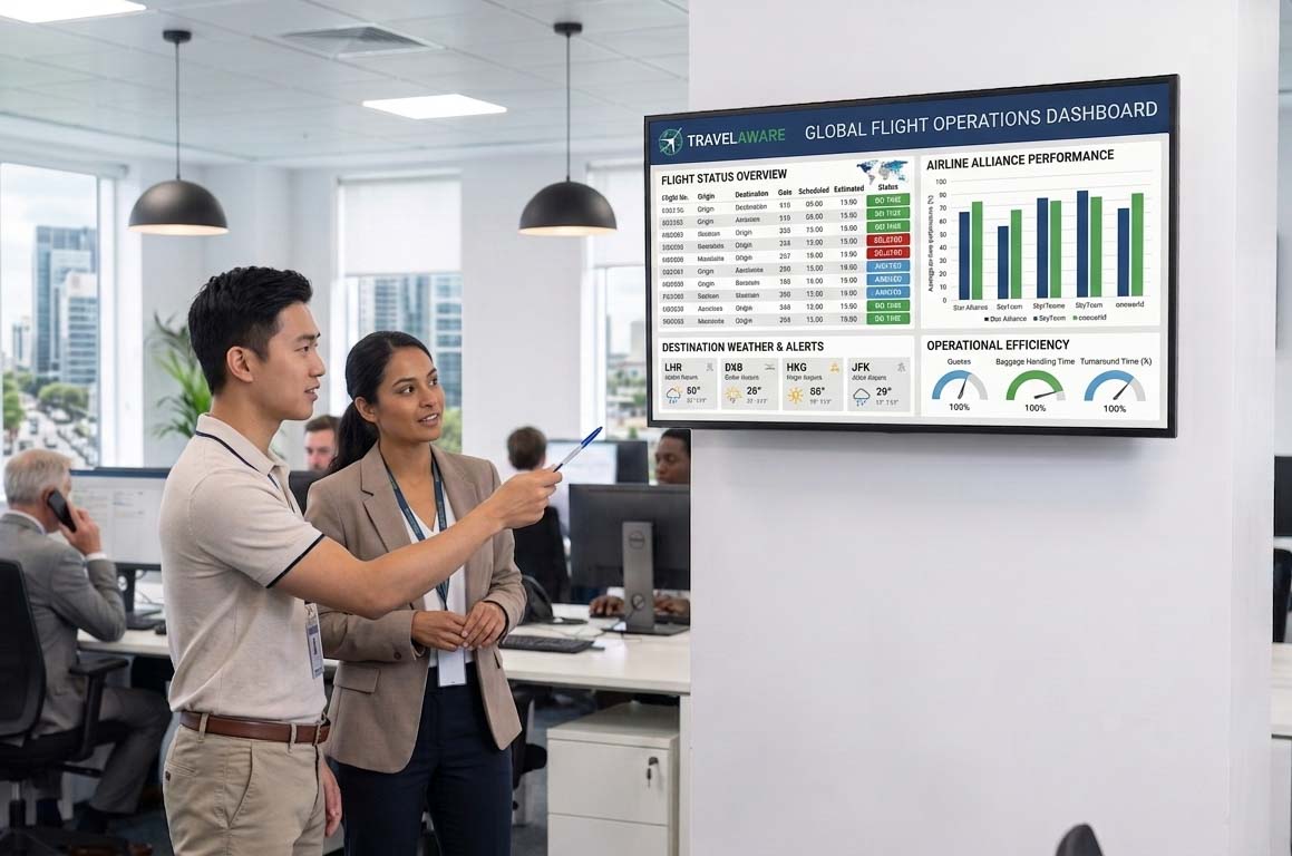 FlightAware Dashboard on a TV Display
