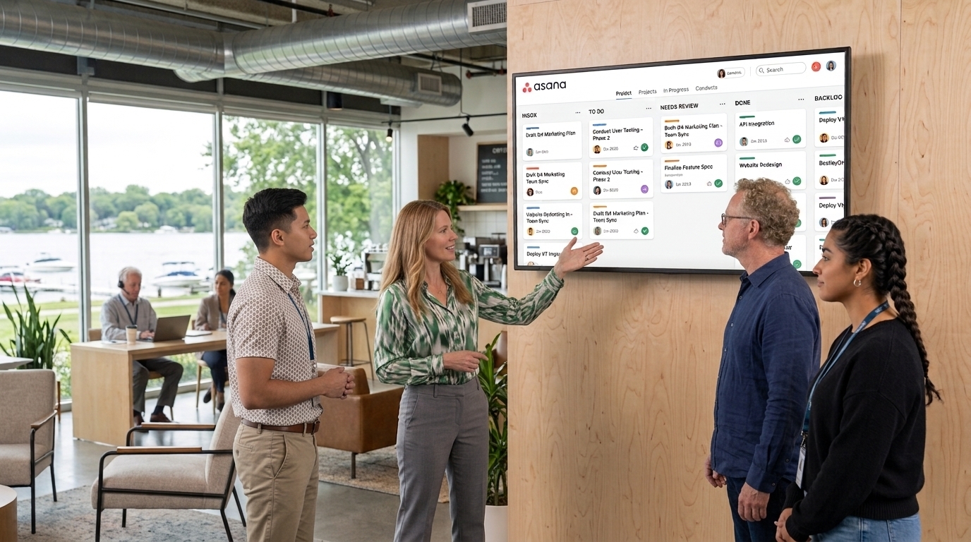 Asana Dashboard on a TV Display