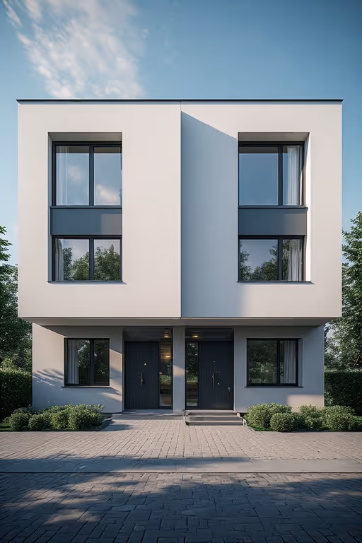 K.I generierte Doppelhaushälfte im modernen Stil