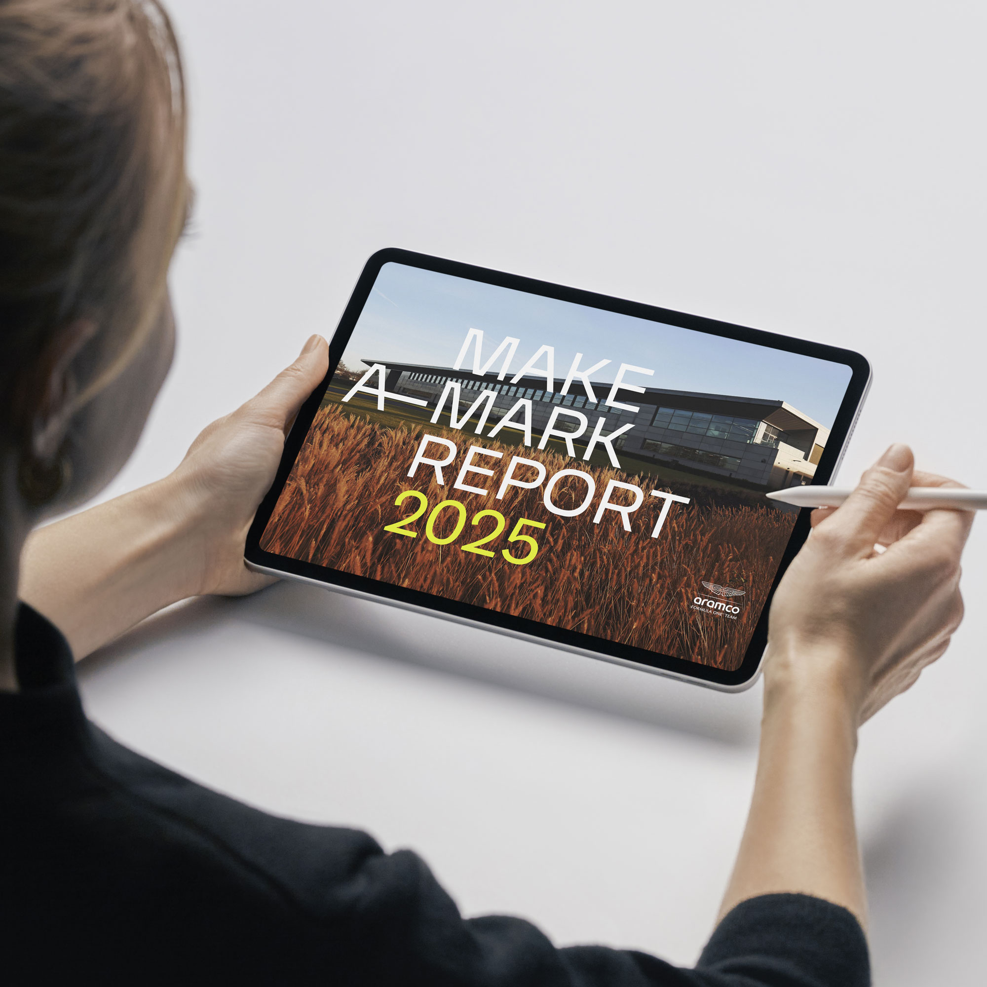 Make a Mark is Aston Martin's commitment to drive meaningful progress for people, planet and partners. We worked closely with the design and ESG team to develop a dynamic and contemporary design direction for the latest Make a Mark Sustainability Report. 