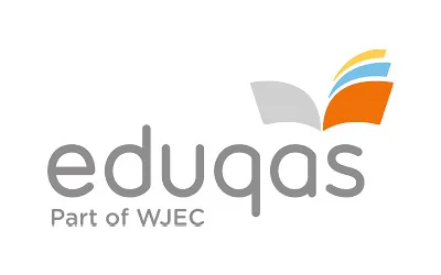 eduqas logo with three stylised coloured shapes above the 's' and text 'Part of WJEC' beneath.