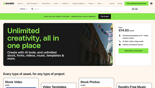 Envato frontpage