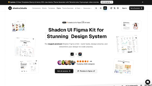 Shadcn UI Figma Kit webpage