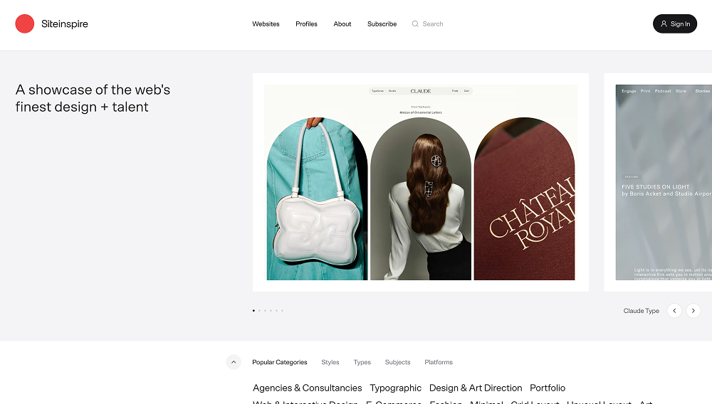 Siteinspire homepage